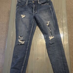 American Eagle Outfitters Blue Ripped Skinny Jeans